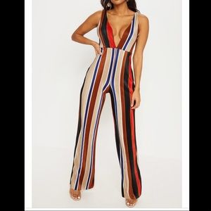Striped Plisse Jumpsuit